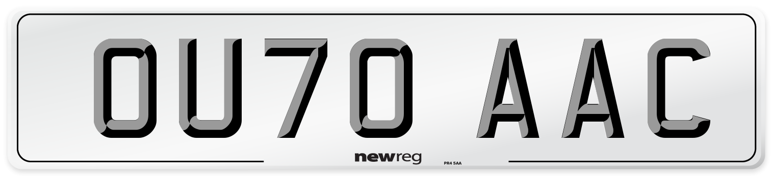 OU70 AAC Number Plate from New Reg